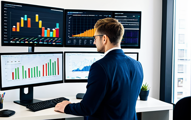 수렴적 사고 향상을 위한 자주 묻는 질문 - Data-Driven Decision**
"A professional analyst in a modern office, reviewing data dashboards on mul...