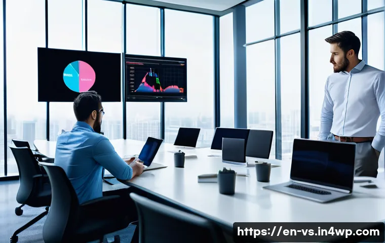수렴적 사고의 다양한 적용 사례 탐구 - A modern corporate meeting room with diverse business professionals engaged in strategic planning; l...