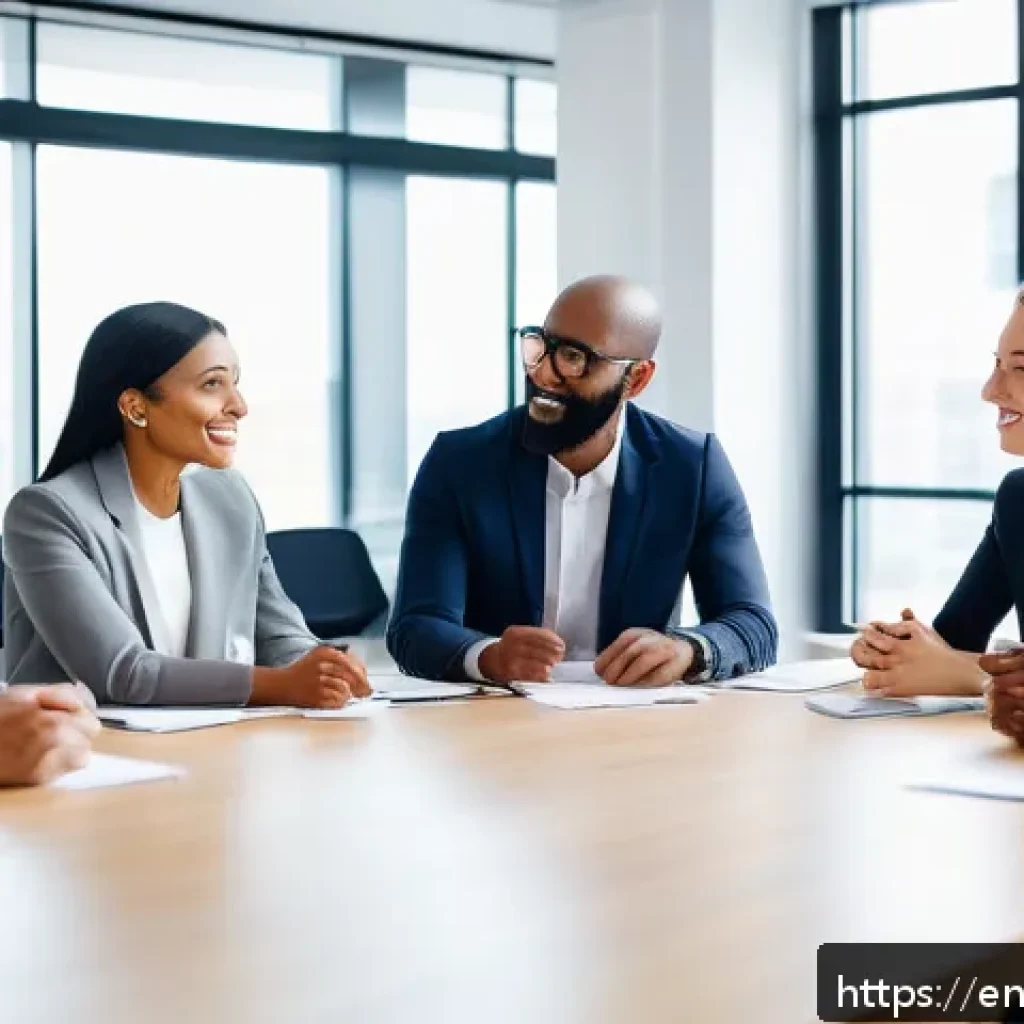 심리적 안전과 수렴적 사고의 상관관계 - A diverse professional team gathered around a modern conference table in a bright, open office space...