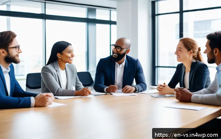 심리적 안전과 수렴적 사고의 상관관계 - A diverse professional team gathered around a modern conference table in a bright, open office space...